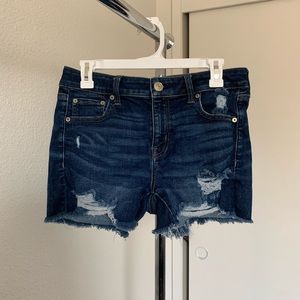Blue American ripped jean shorts